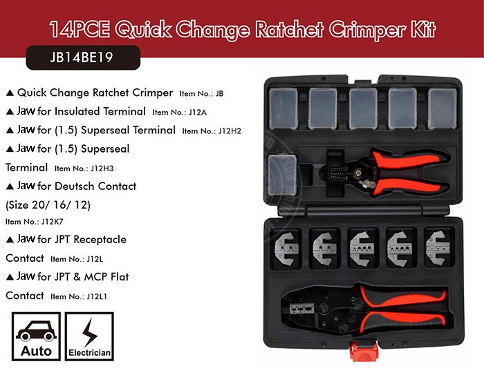 14PCE Quick Change Ratchet Crimper Kit /For Tyco (TE)