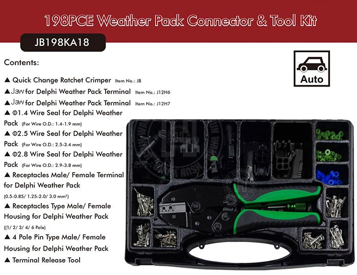 Weather Pack Connector crimping tool JB198KA18-JB198KA18-Jaw-Waterproof-crimp-crimping-crimp tool-crimping tool-crimp wire-ferrule crimp-ratchet crimp-Taiwan Manufacturer-hsunwang-licrim-hsunwang.com