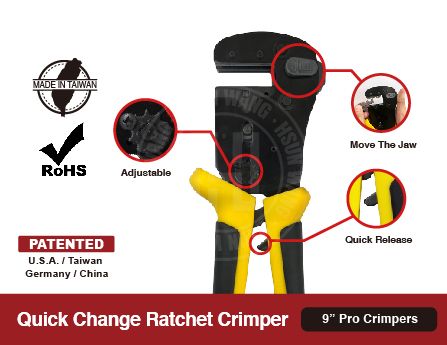 The jaw bites up and down to avoid the problem of terminal crimping rotation angle.