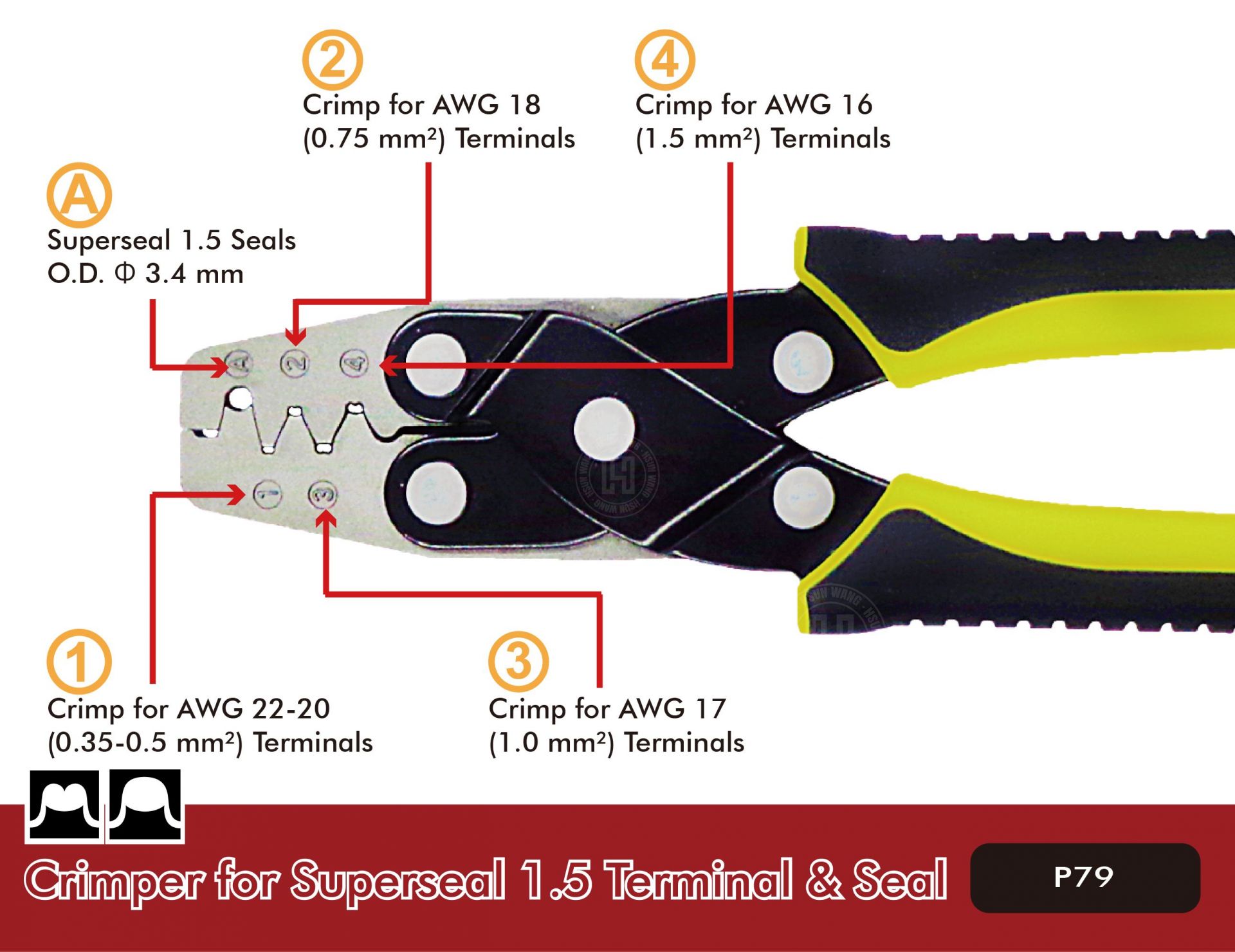 amp Superseal 1.5 crimping tool p79-P79I-Jaw-crimp-crimping-crimp tool-crimping tool-crimp wire-ferrule crimp-ratchet crimp-Taiwan Manufacturer-hsunwang-licrim-hsunwang.com
