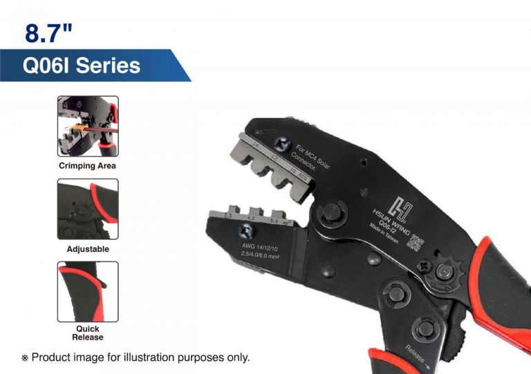 The Q Series 8.7&amp;quot; Fixed-Type Ratchet Crimper is engineered for professionals seeking precision and versatility. This hand tool supports a wide range of terminal types—including insulated, non-insulated, BNC, open barrel, cord end, waterproof (Weather Pack, Superseal 1.5, Deutsch), TE Timer, Yazaki, and Anderson Power connectors. It features an efficient ratcheting mechanism, quick-release safety lever, adjustable crimping force, and ergonomic non-slip handles for repeatable, high-quality crimps.